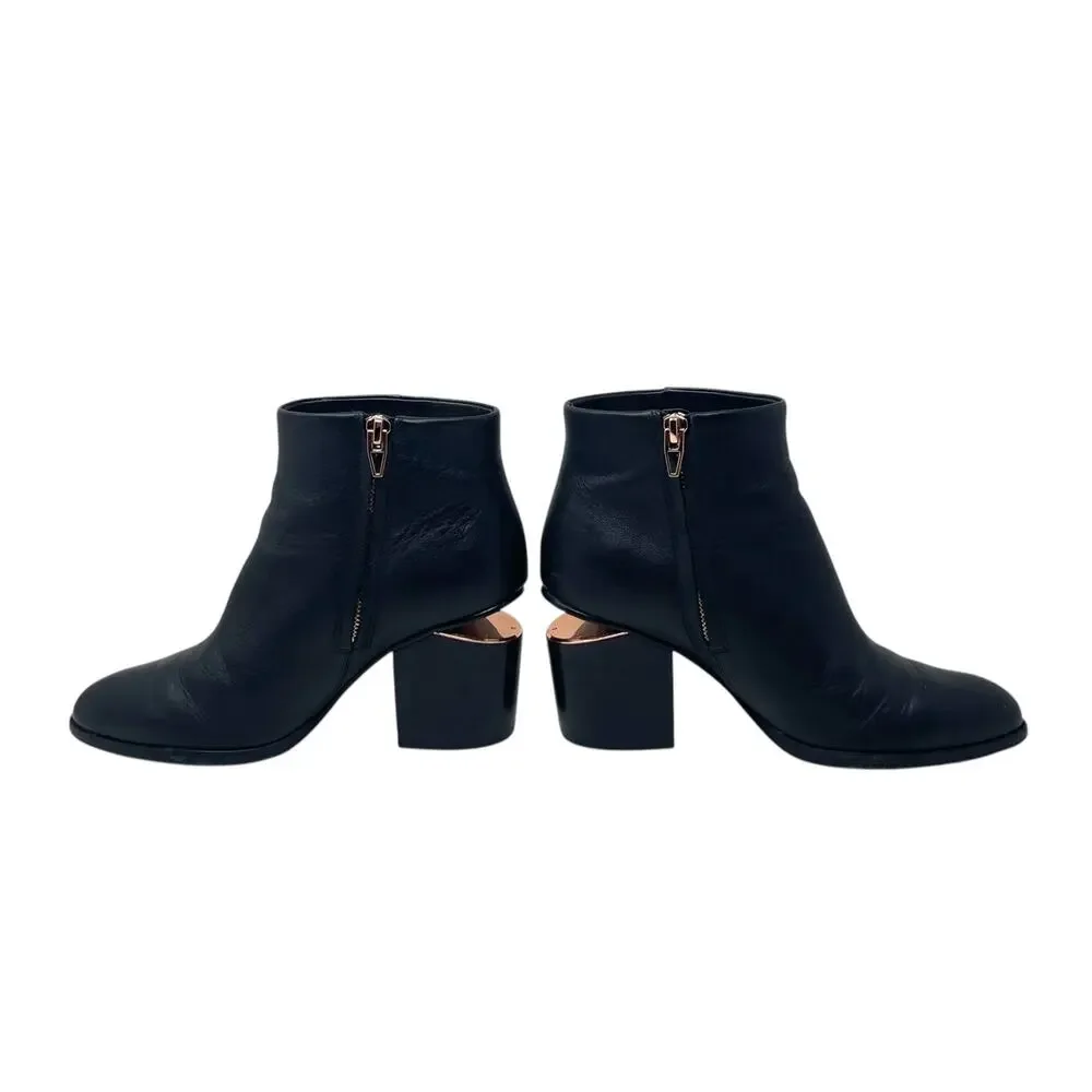 Alexander Wang Gabi Rose Gold Black Leather Ankle Boots - EURO Size 37.5 - Picture 4 of 10